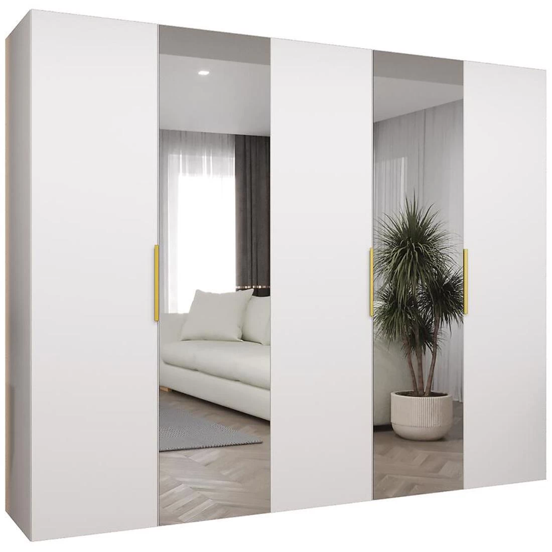 Marbella II garderober 250x50x202 cm bela/zlatna