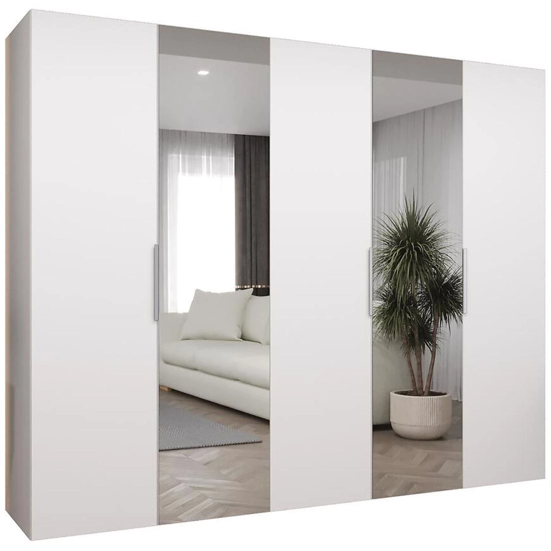Marbella II garderober 250x50x202 cm bela/srebrna