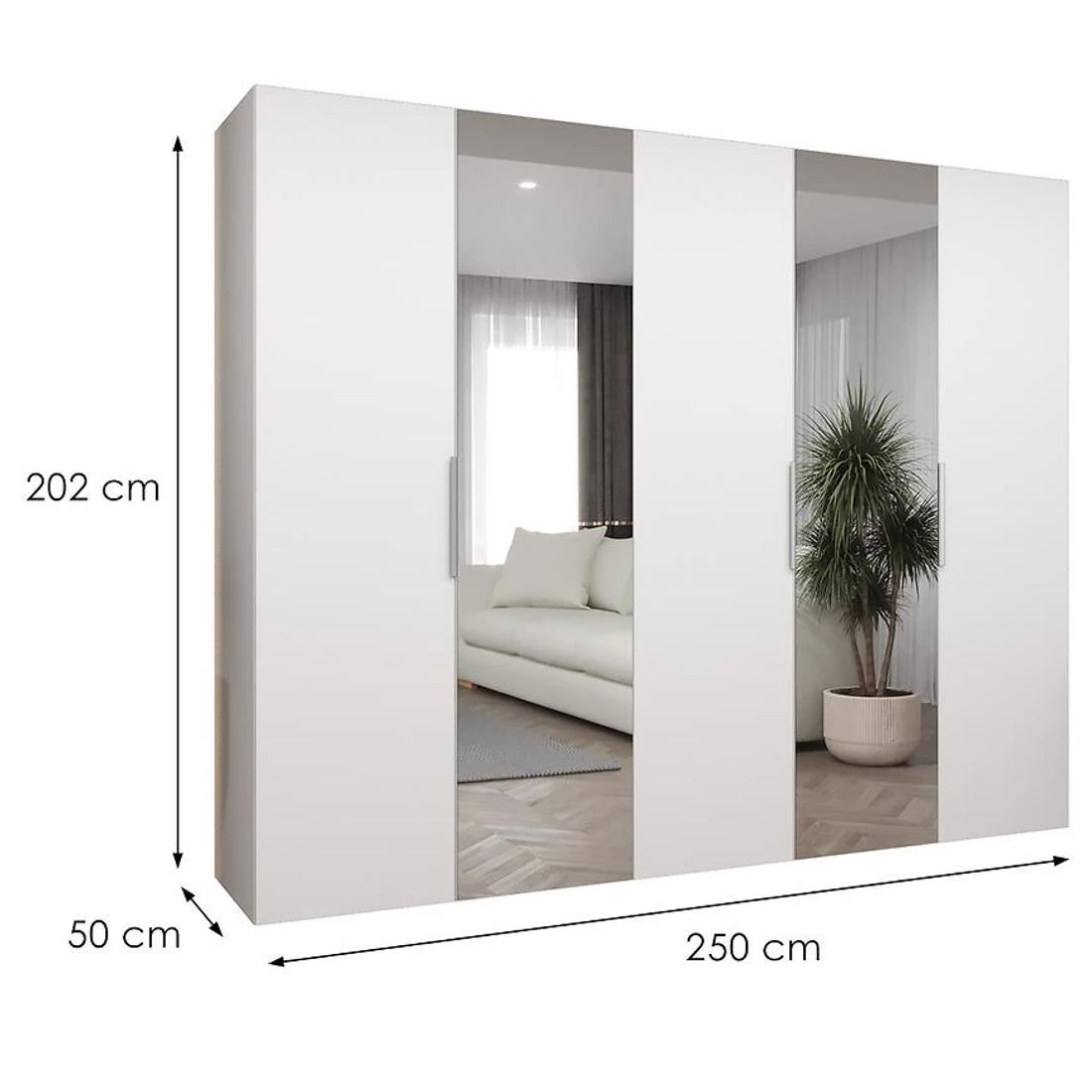 Marbella II garderober 250x50x202 cm bela/srebrna