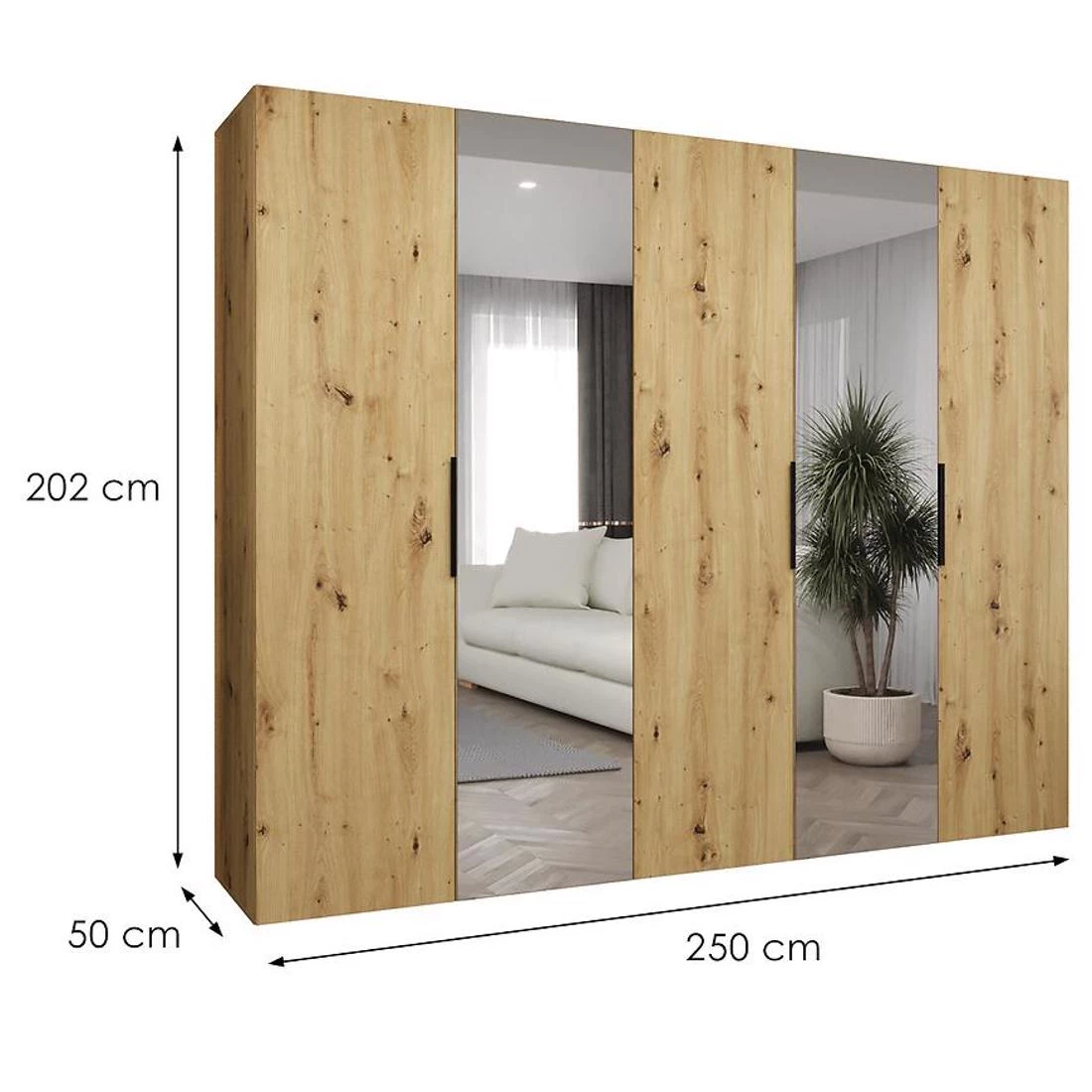 Marbella II garderober 250x50x202 cm artisan/crna
