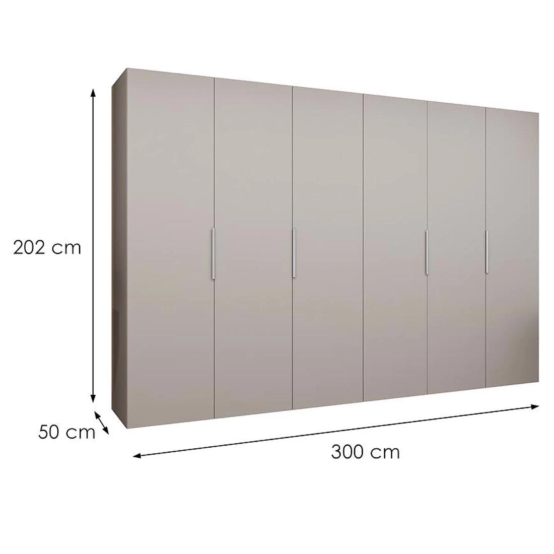 Marbella I garderober 300x50x202 cm kašmir/srebrna
