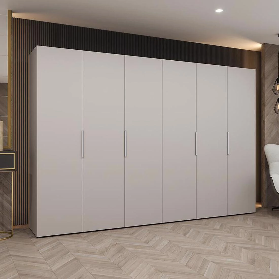 Marbella I garderober 300x50x202 cm kašmir/srebrna