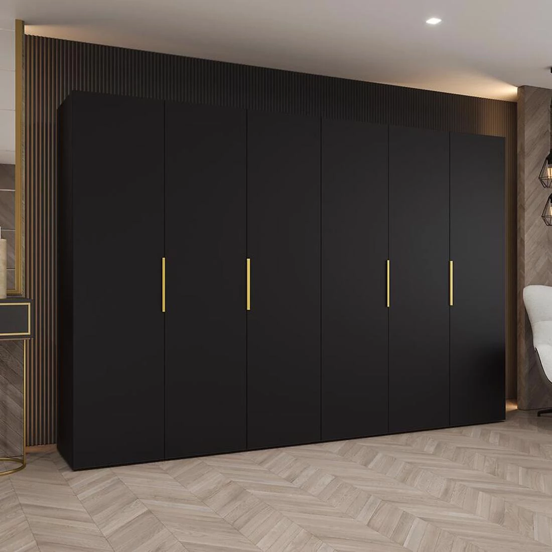Marbella I 300 garderober 300x50x202 cm crna/zlatna
