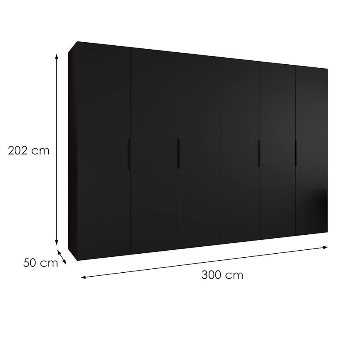 Marbella I garderober 300x50x202 cm crna