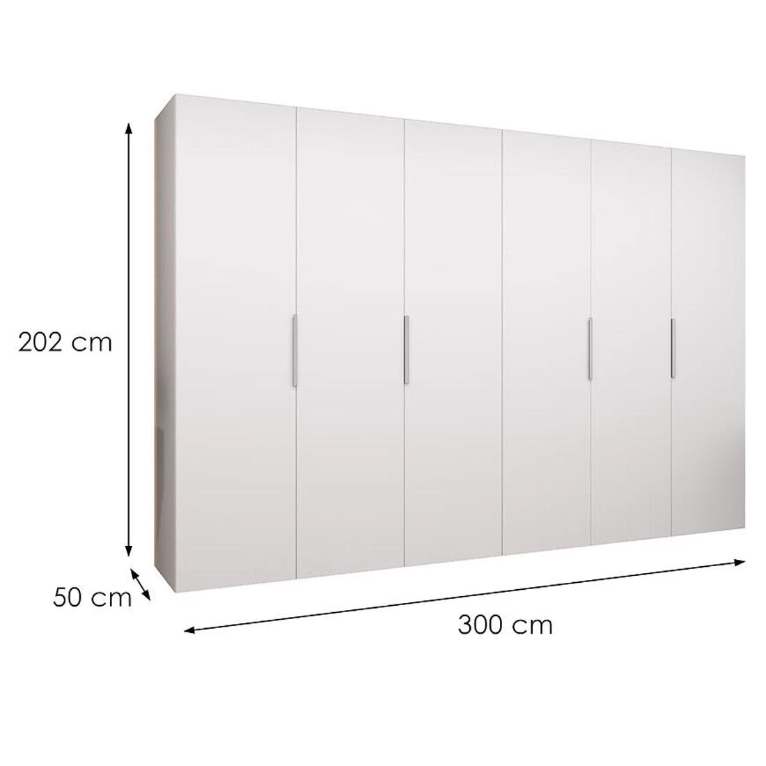Marbella I garderober 300x50x202 cm bela/srebrna