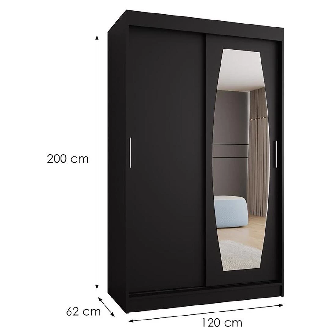 Rossa garderober 120x62x200 cm crna