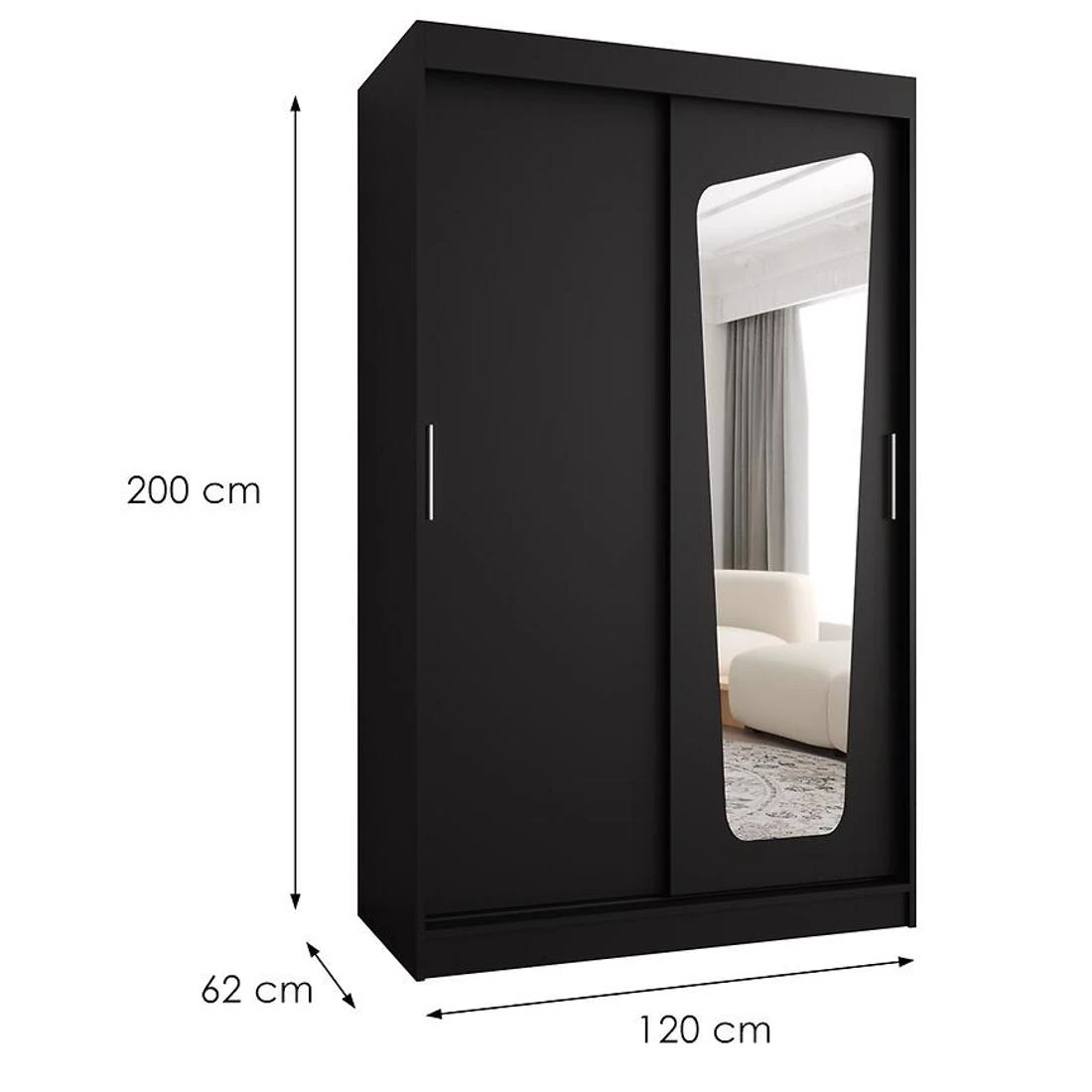 Moka garderober 120x62x200 cm crna