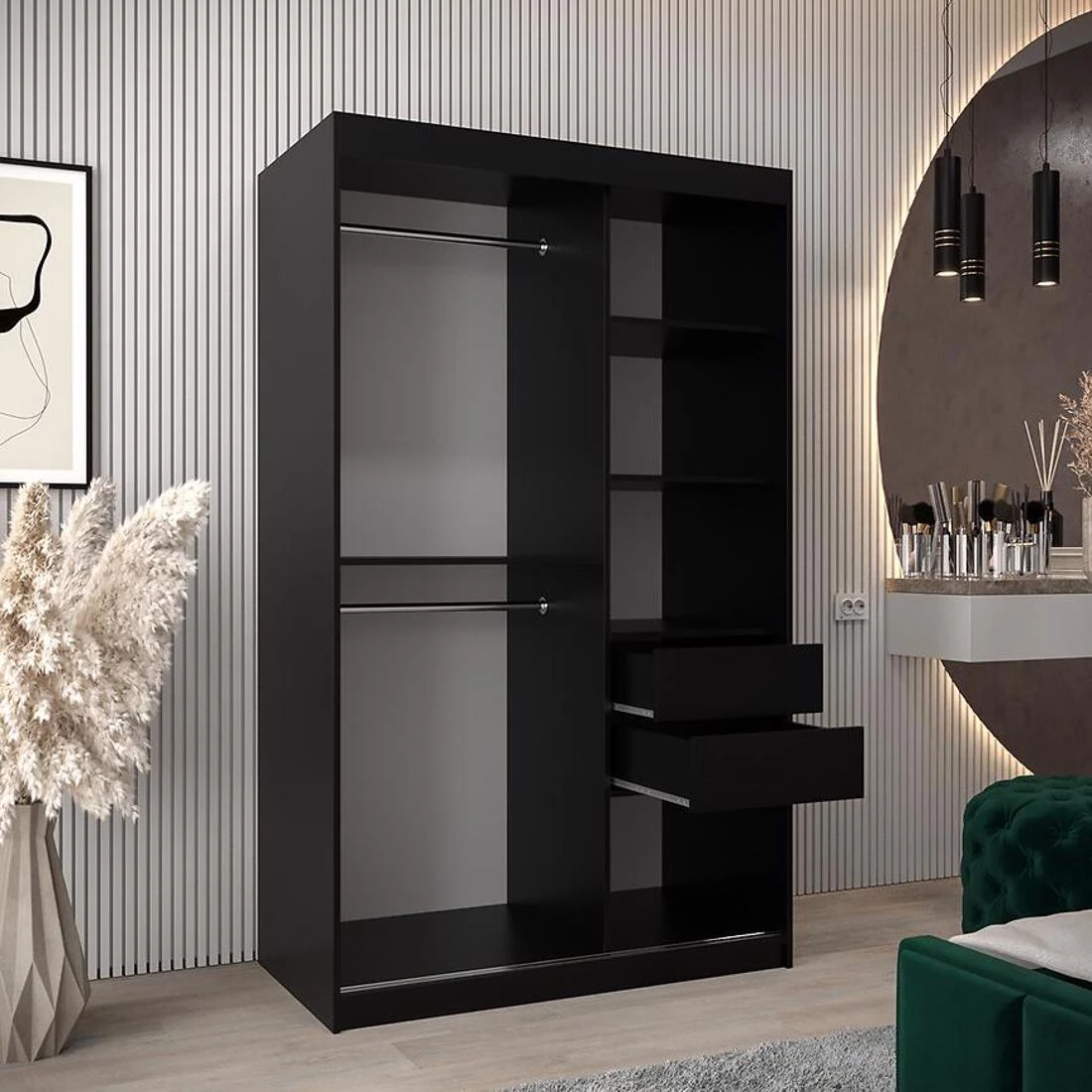 Moka garderober 120x62x200 cm crna