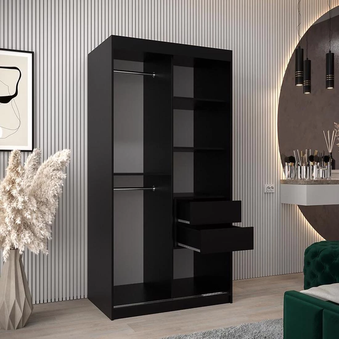 Moka garderober 100x62x200 cm crna