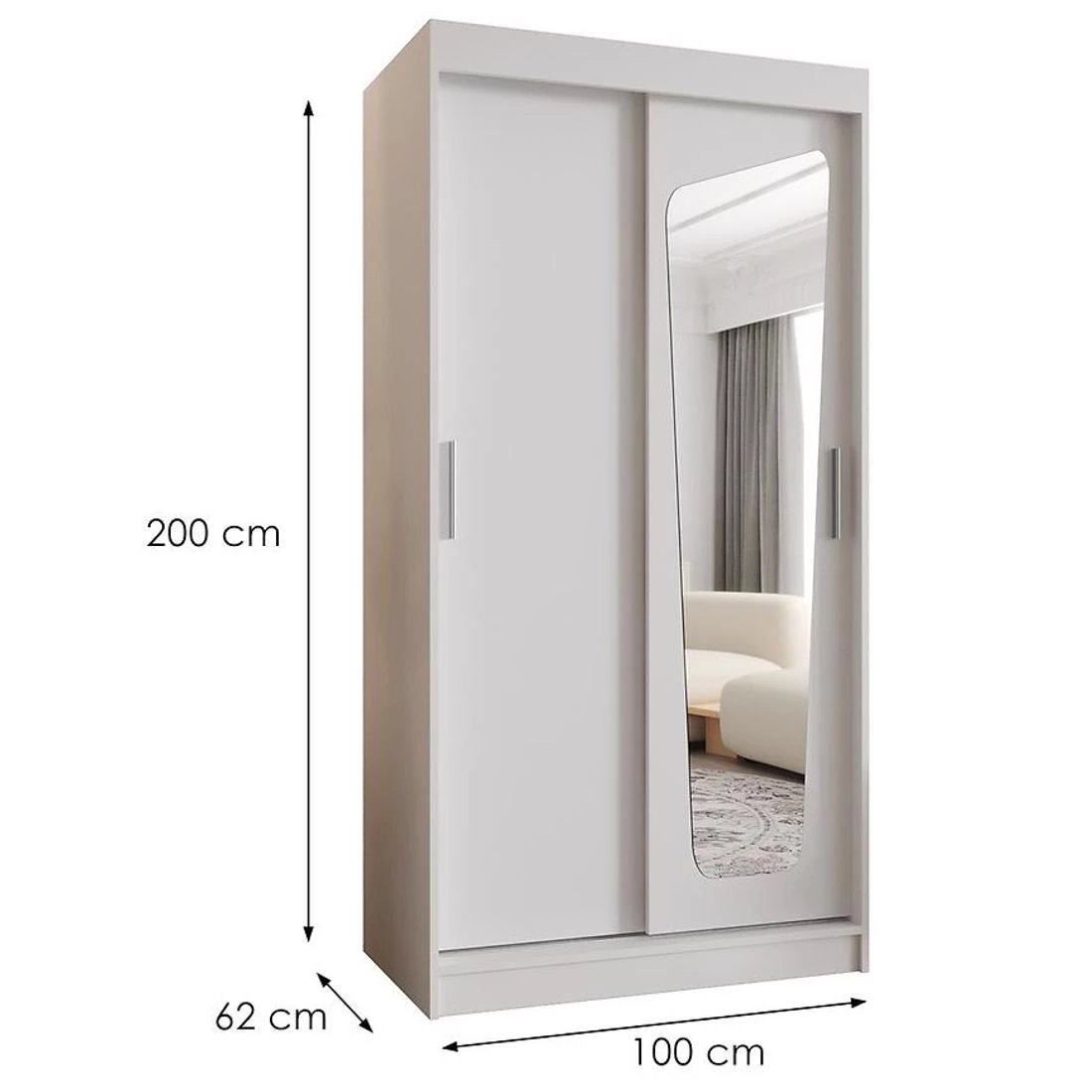 Moka garderober 100x62x200 cm bela
