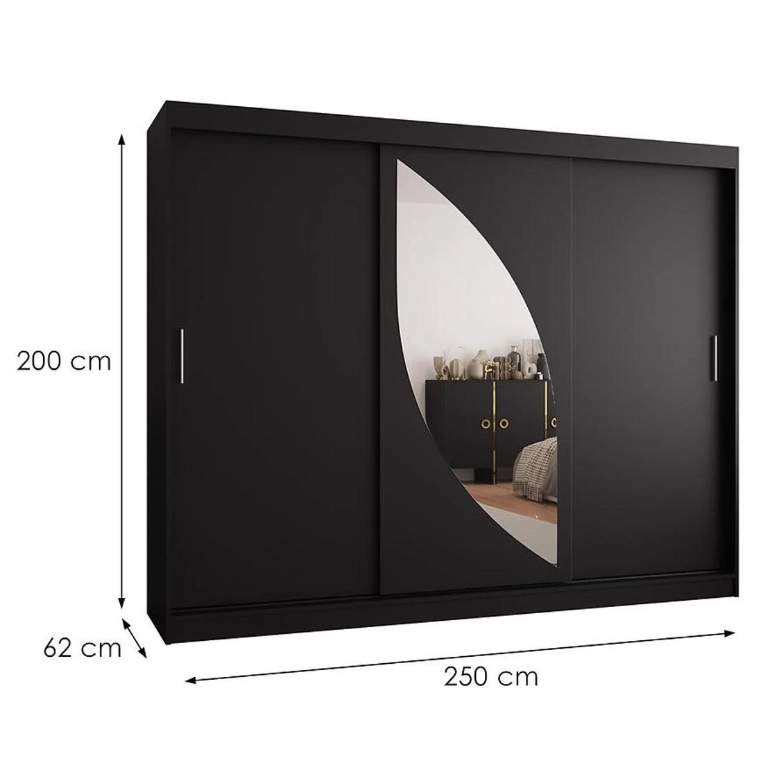 Milo garderober 250x62x200 cm crna