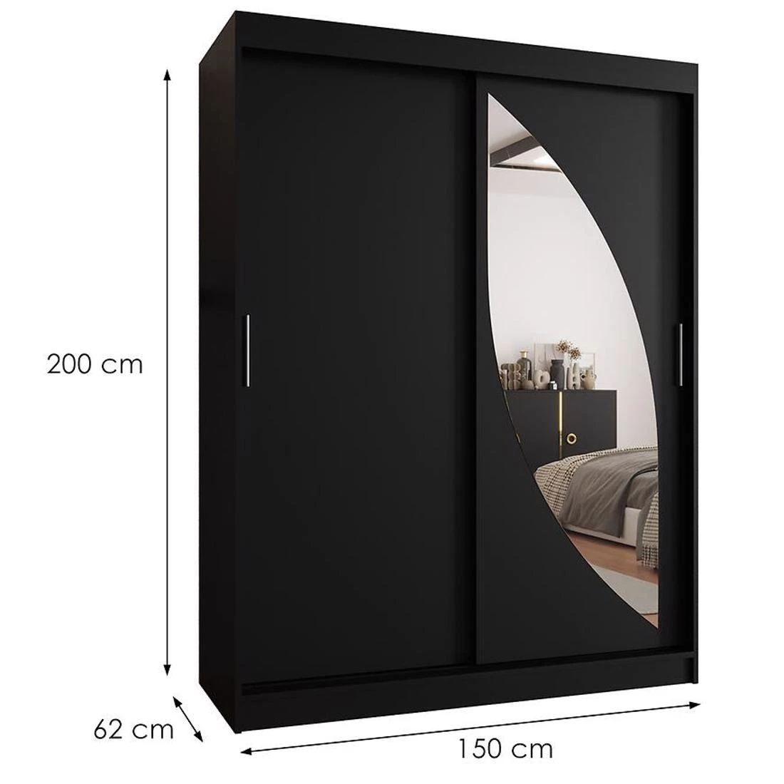 Milo garderober 150x62x200 cm crna