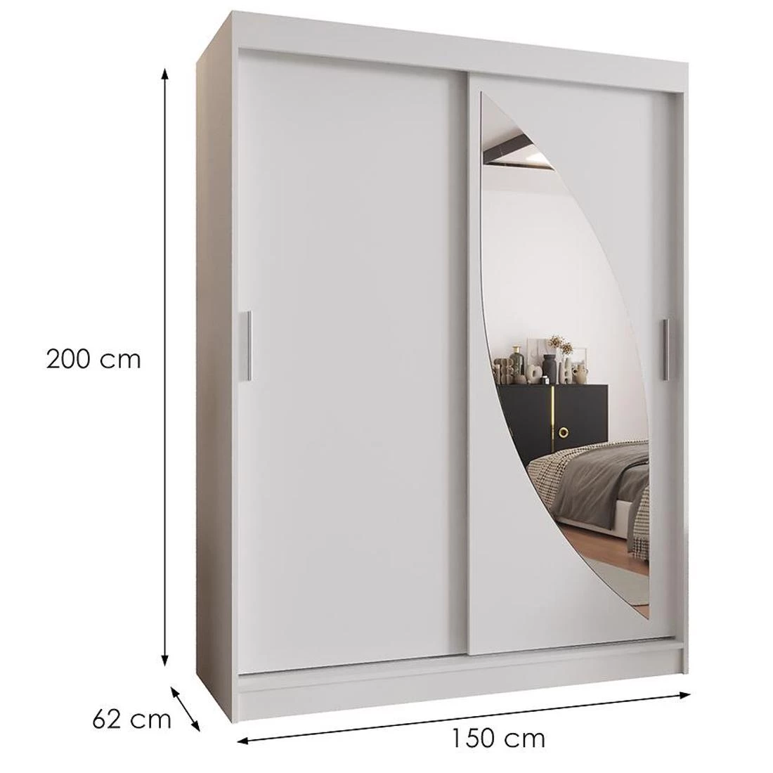 Milo garderober 150x62x200 cm bela