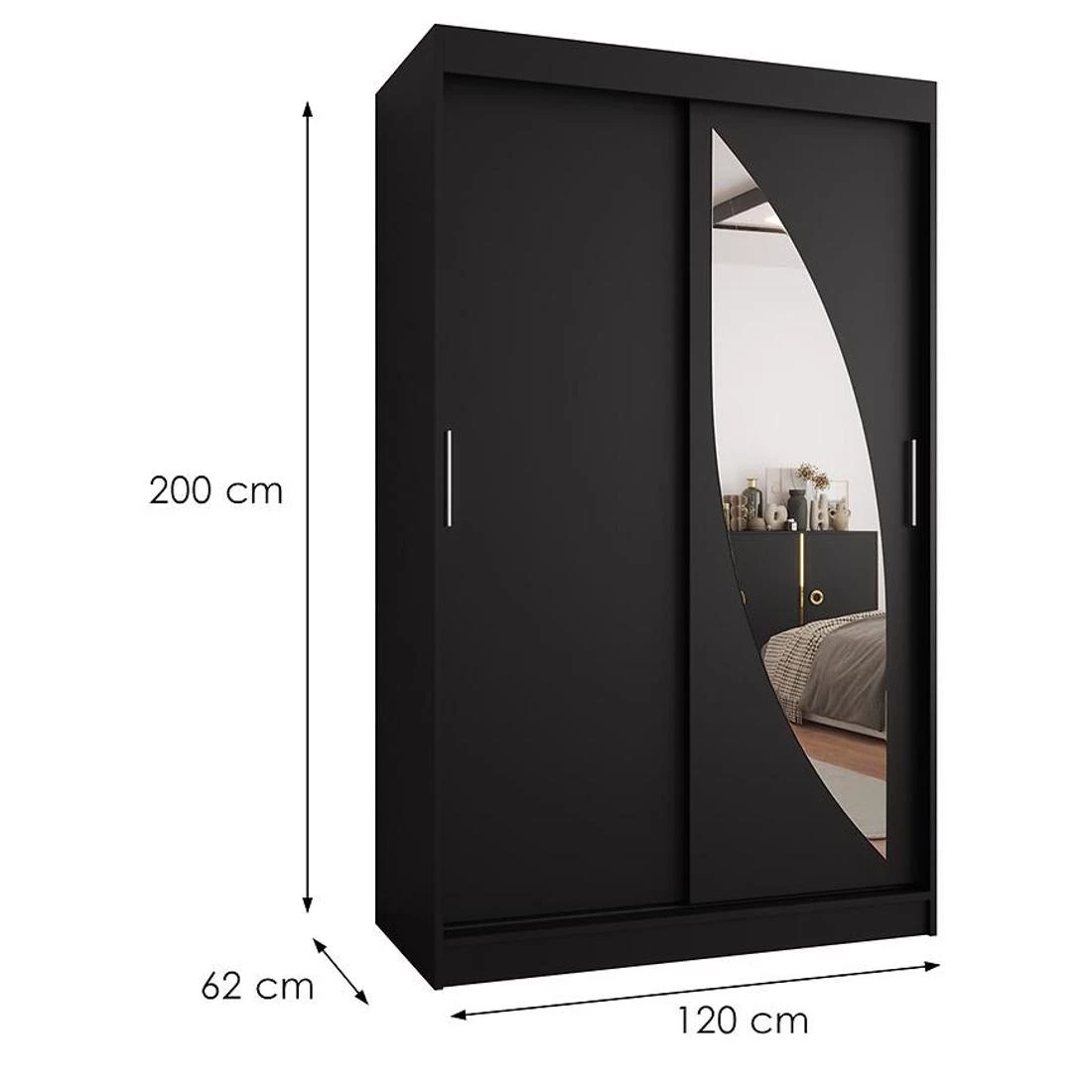 Milo garderober 120x62x200 cm crna