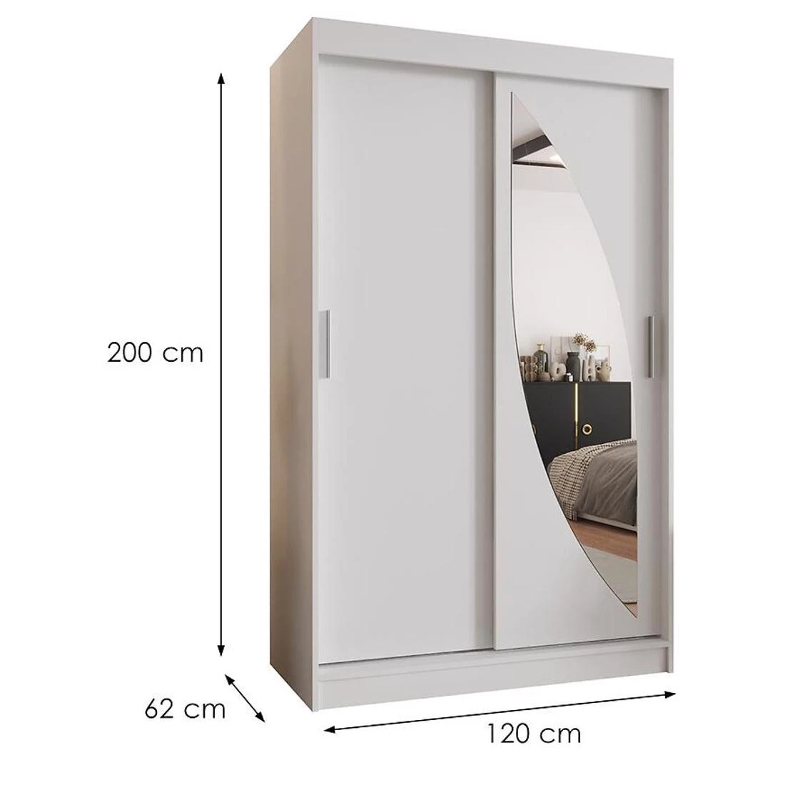 Milo garderober 120x62x200 cm bela