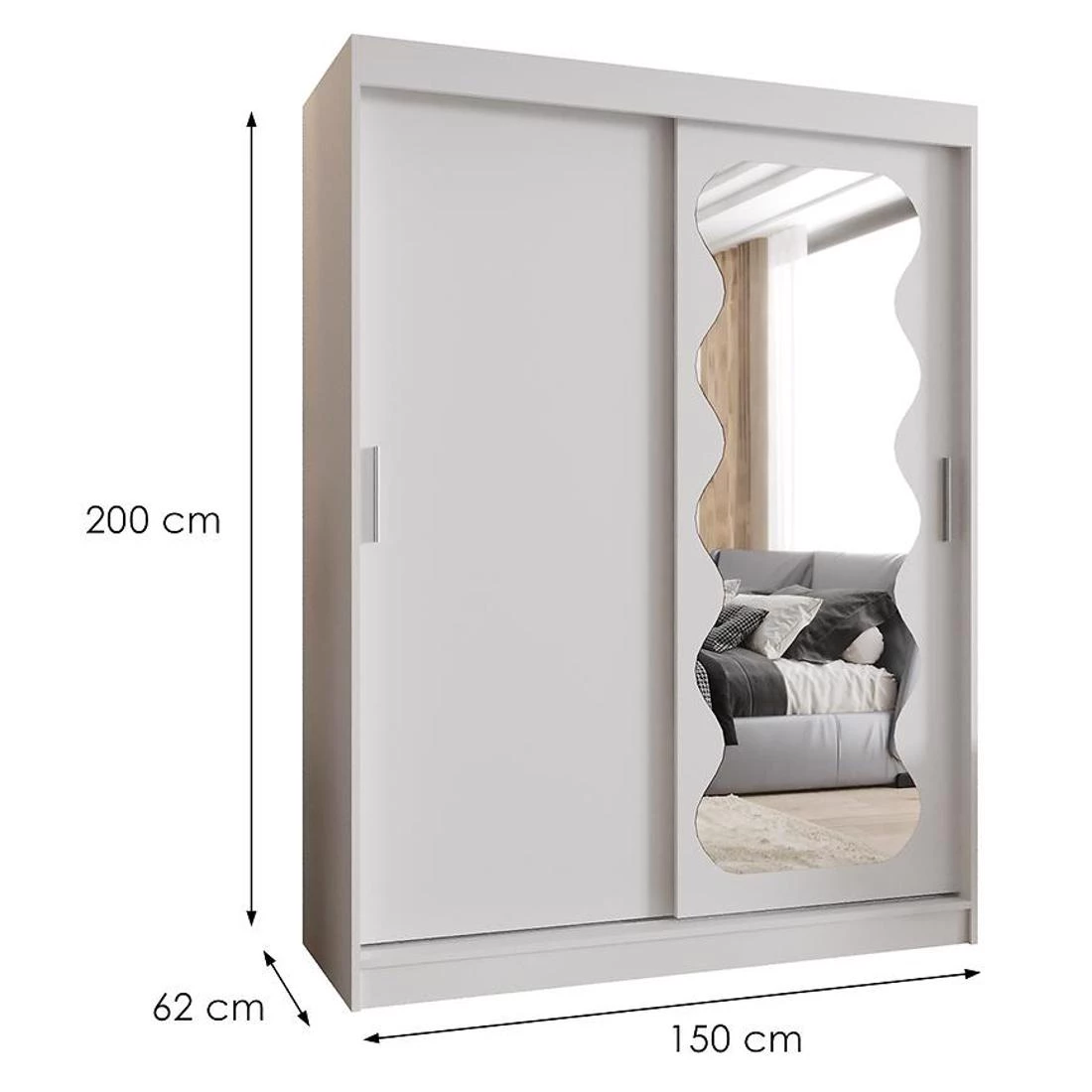 Spoti garderober 150x62x200 cm bela