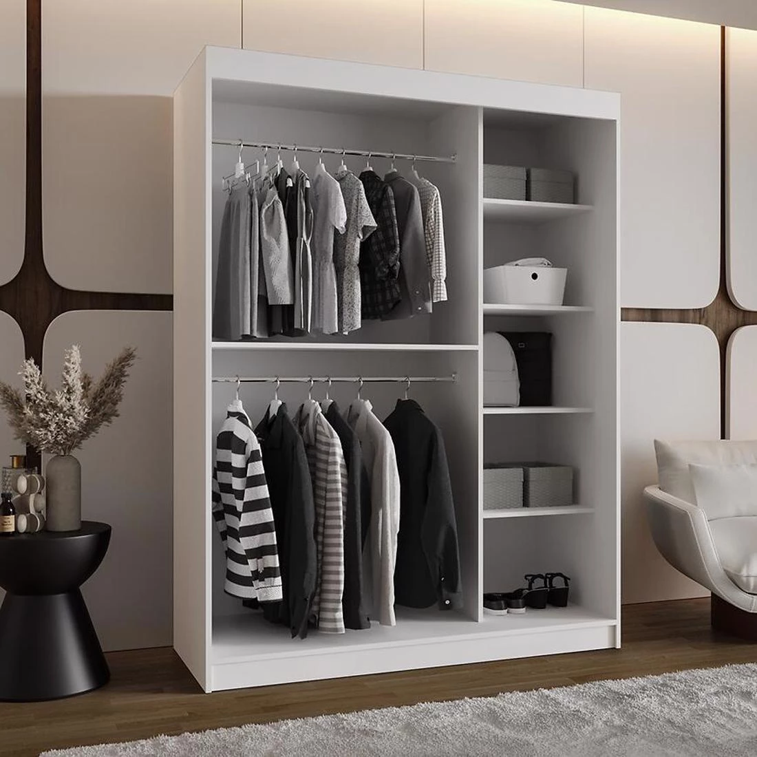 Spoti garderober 150x62x200 cm bela