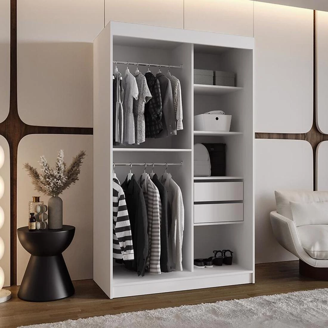 Spoti garderober 120x62x200 cm bela