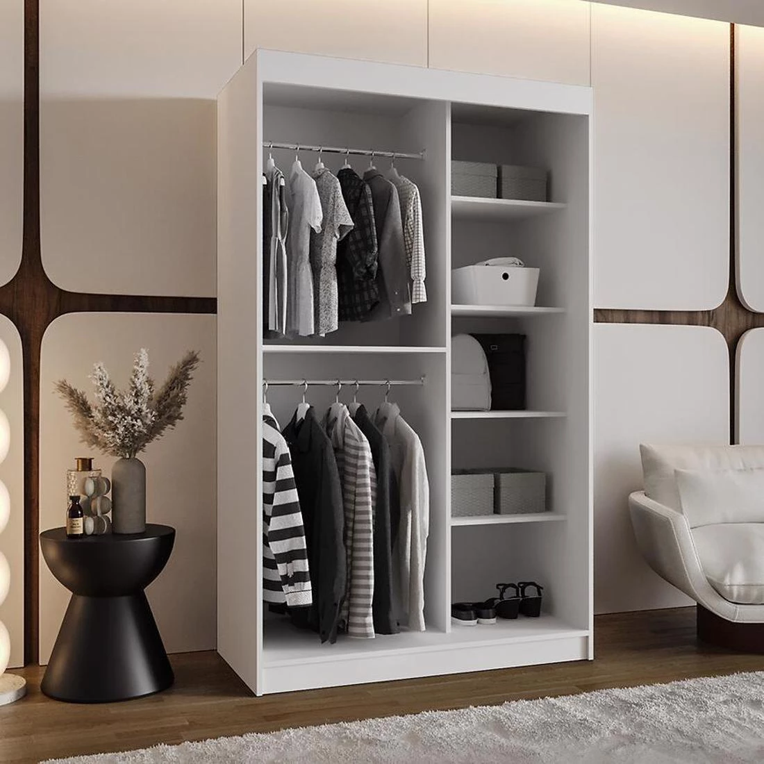 Spoti garderober 120x62x200 cm bela
