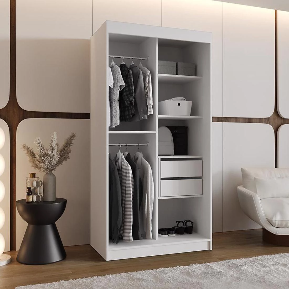 Spoti garderober 100x62x200 cm bela