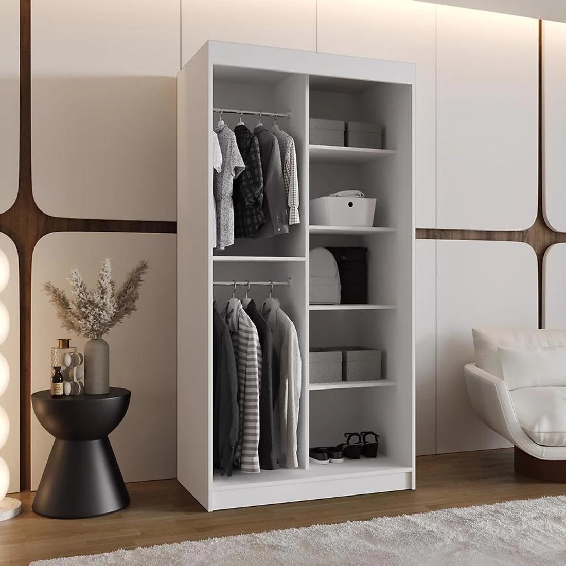 Spoti garderober 100x62x200 cm bela