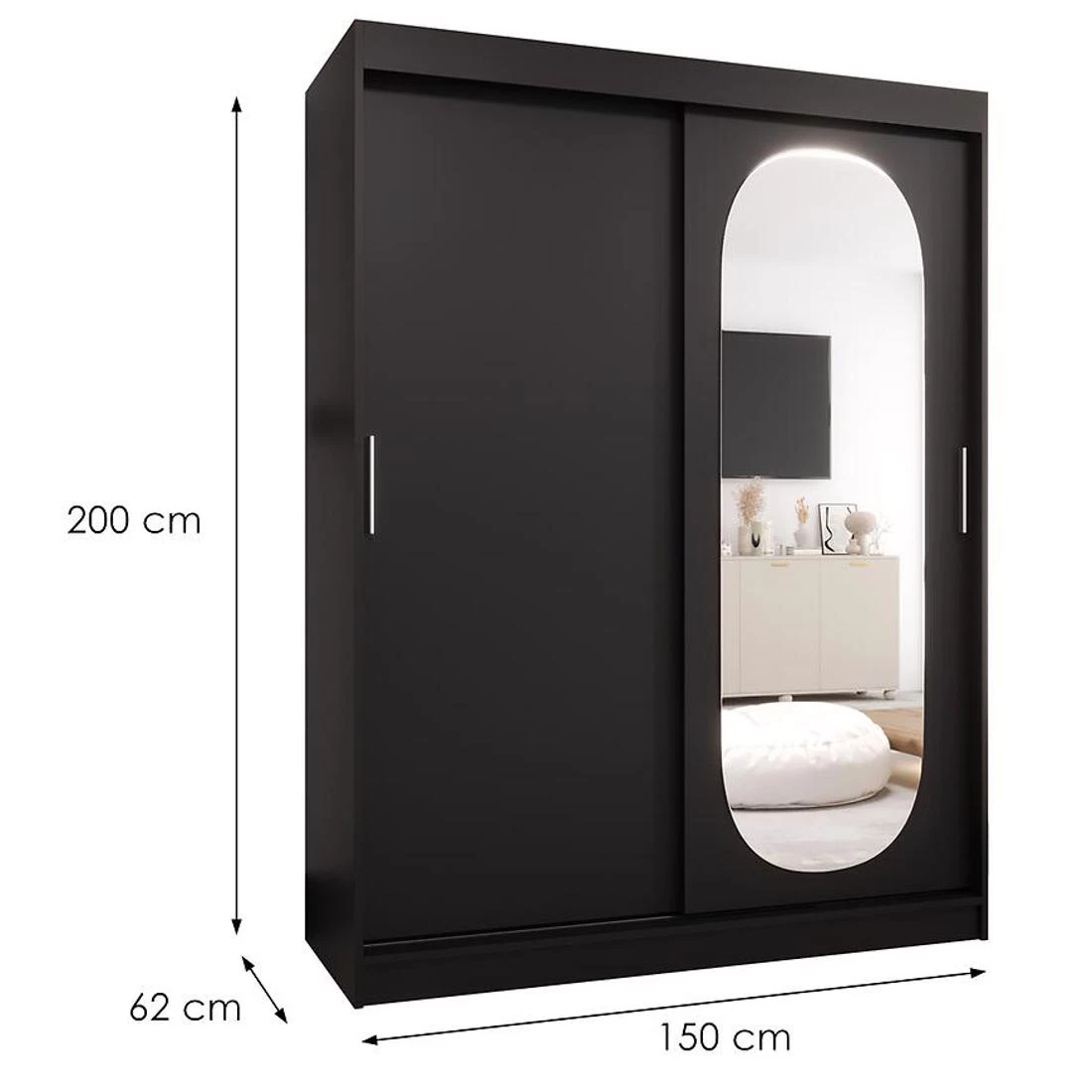Royal garderober 150x62x200 cm crna