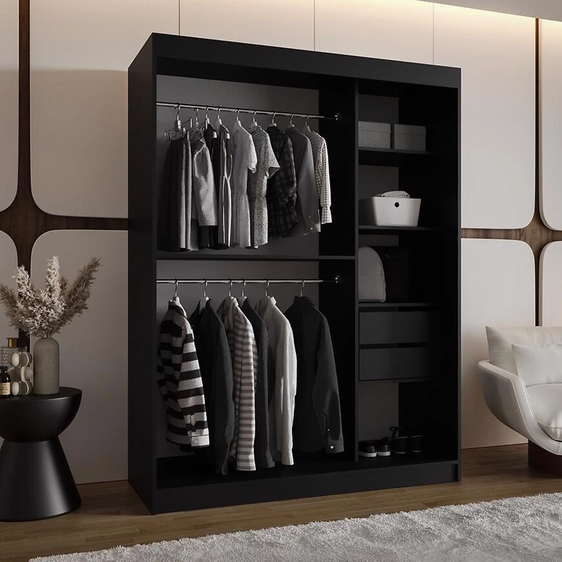 Royal garderober 150x62x200 cm crna