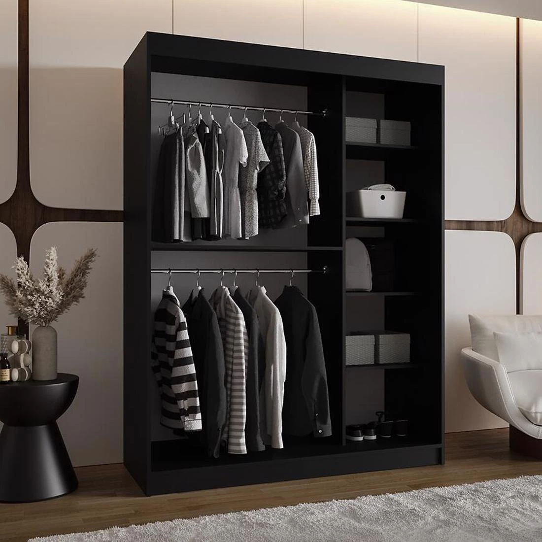 Royal garderober 150x62x200 cm crna