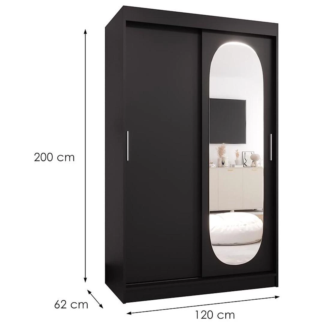 Royal garderober 120x62x200 cm crna