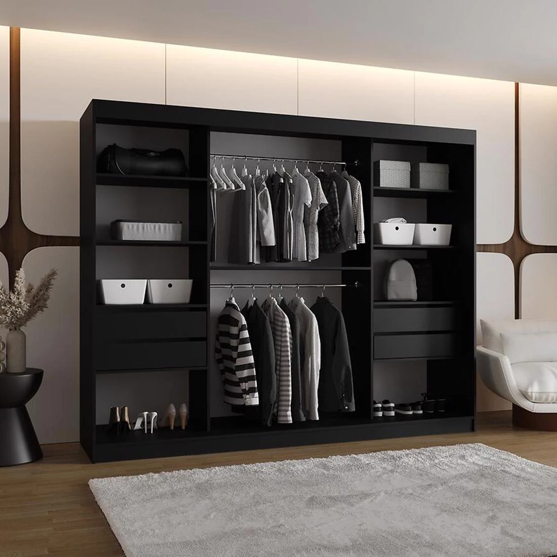 Ultra garderober 250x62x200 cm crna