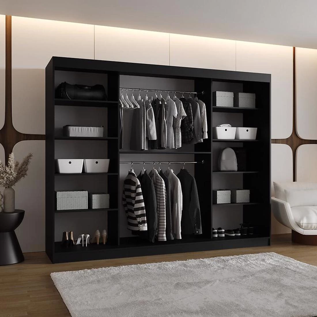 Ultra garderober 250x62x200 cm crna