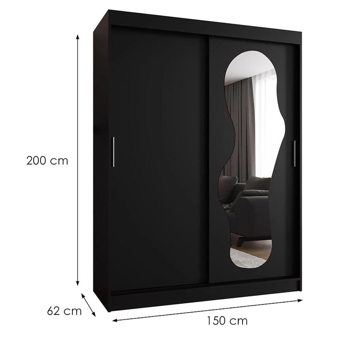 Ultra garderober 150x62x200 cm crna