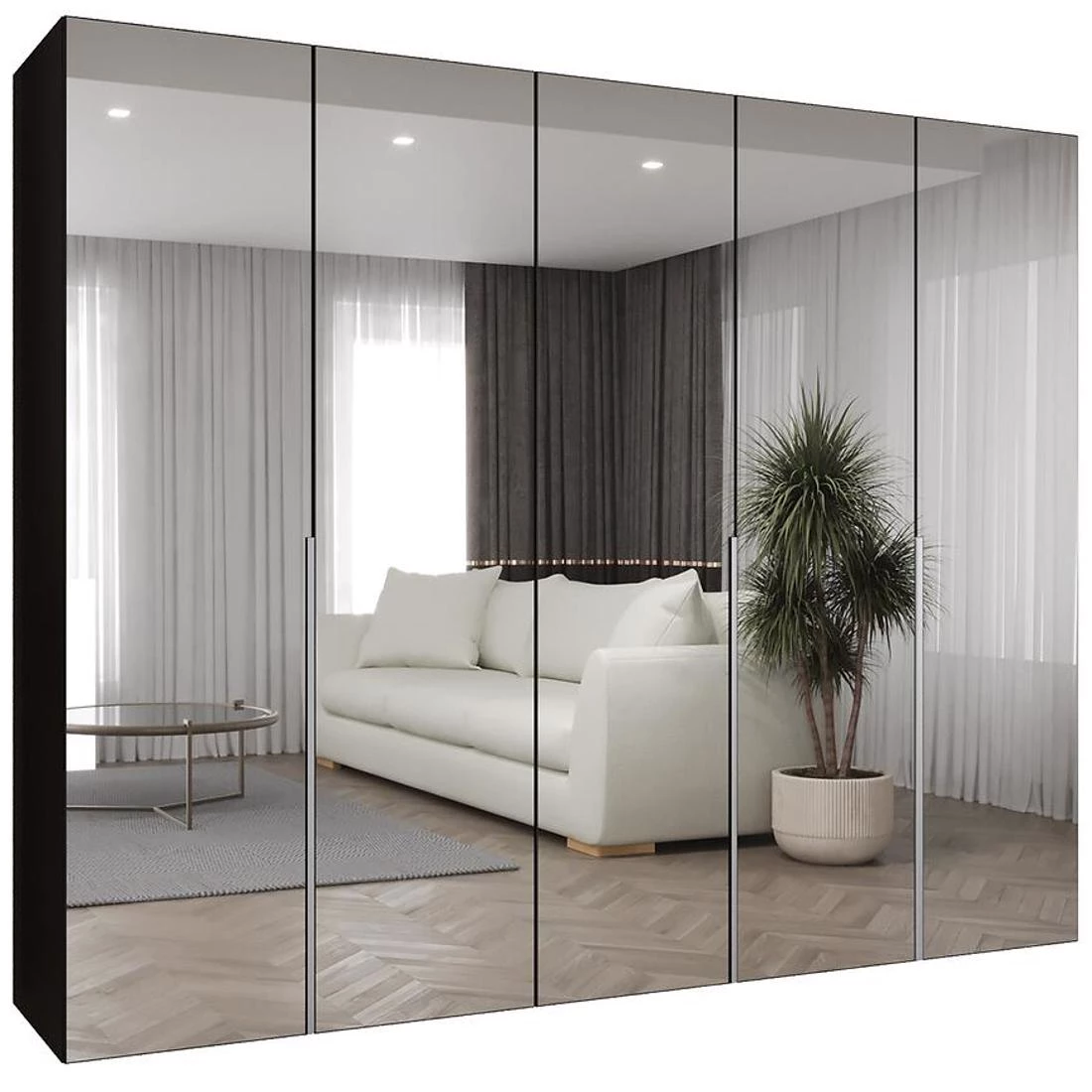 Alicante III garderober 250x50x200 cm crna/ srebrna