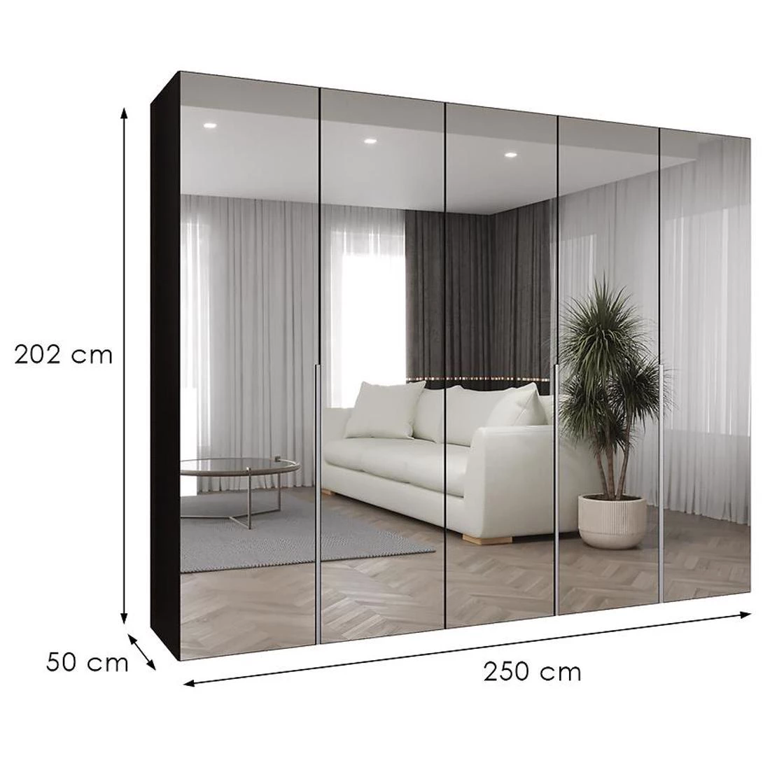 Alicante III garderober 250x50x200 cm crna/ srebrna
