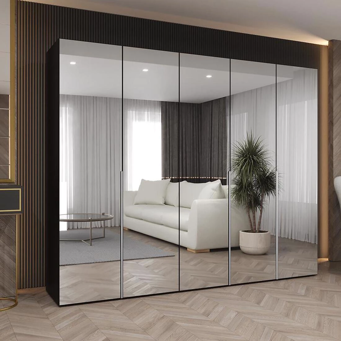 Alicante III garderober 250x50x200 cm crna/ srebrna