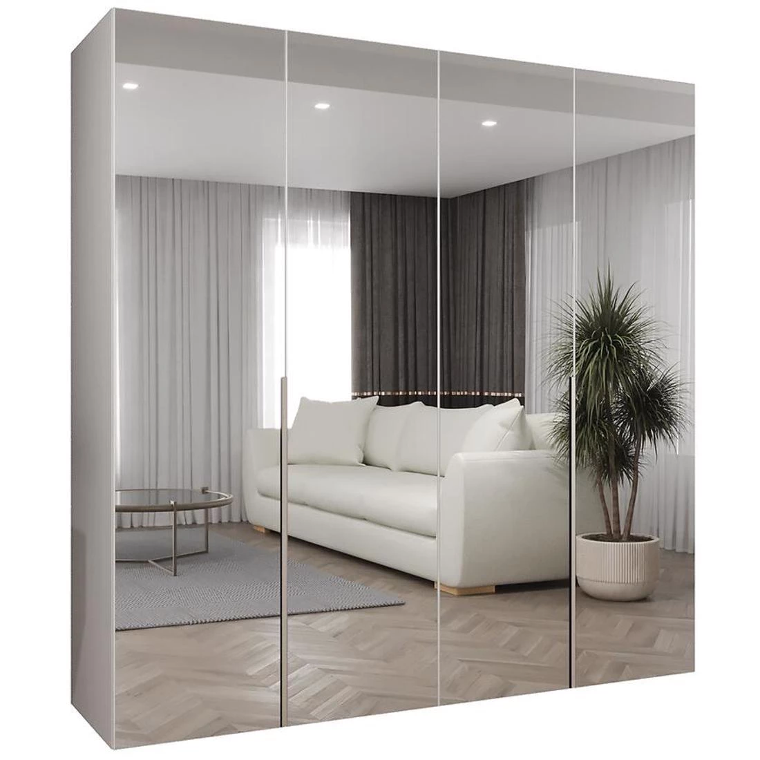 Alicante III garderober 200x50x202 cm bela/srebrna