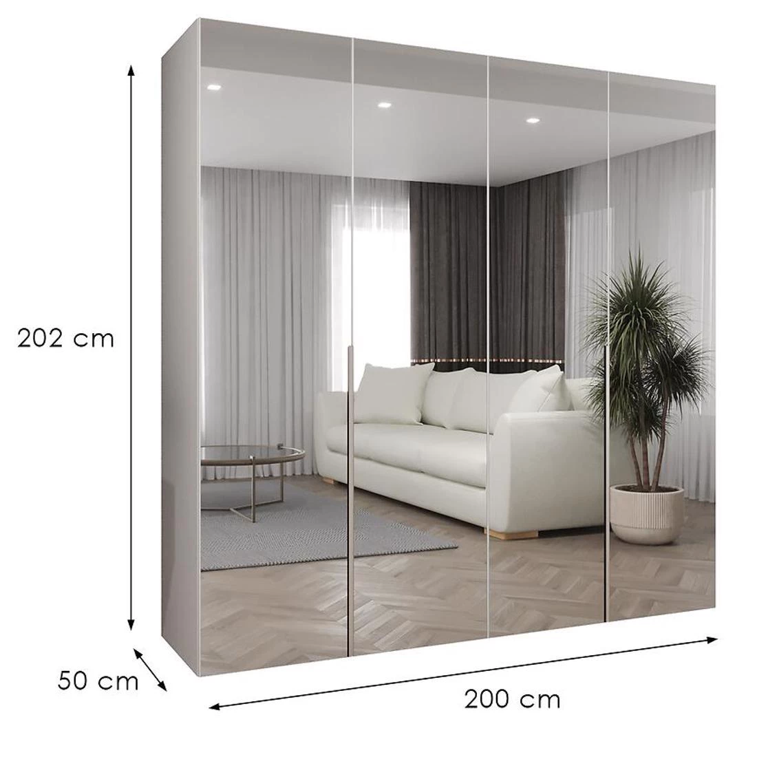 Alicante III garderober 200x50x202 cm bela/srebrna