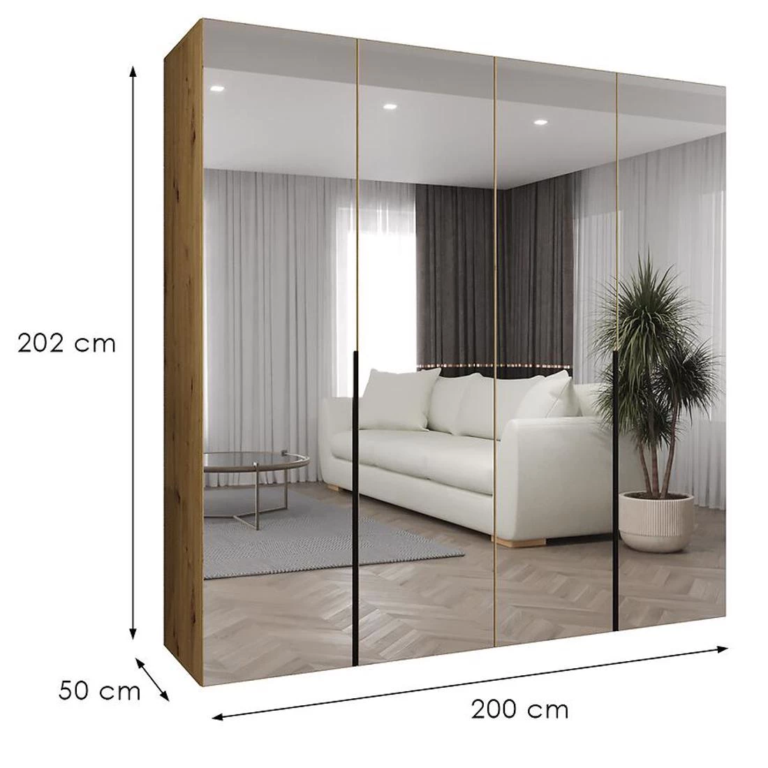 Alicante III garderober 200x50x202 cm artisan/crna