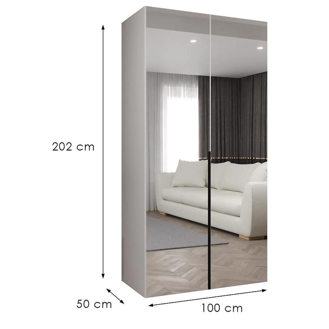 Alicante garderober III 100x50x202 cm bela/crna