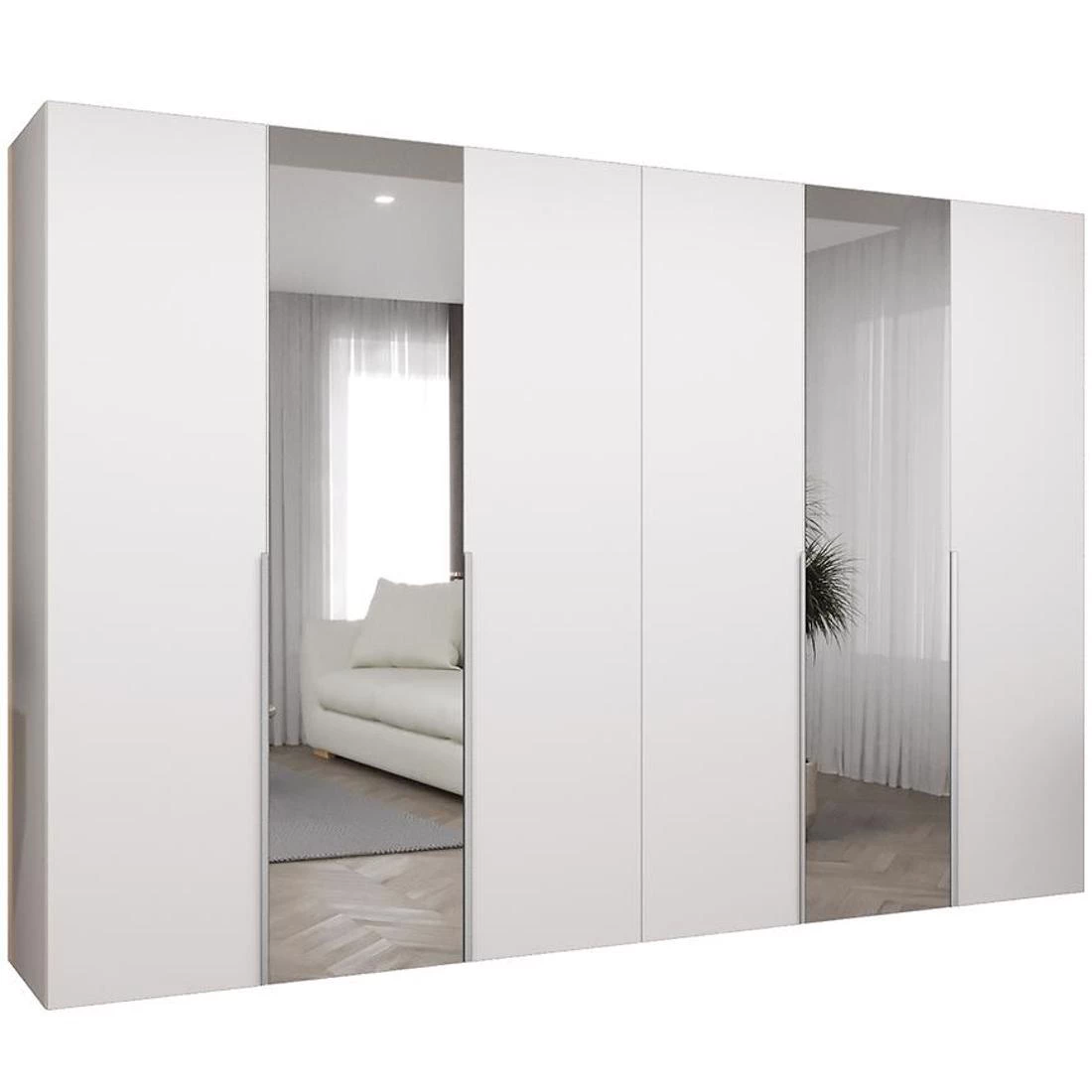Alicante II garderober 300x50x202 cm bela/srebrna