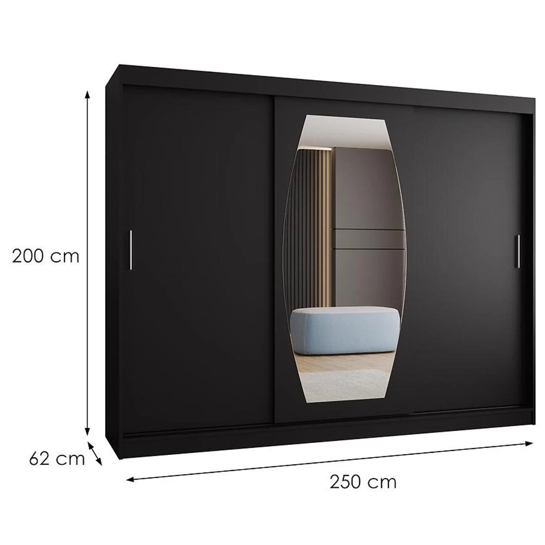 Rossa garderober 250x62x200 cm crna