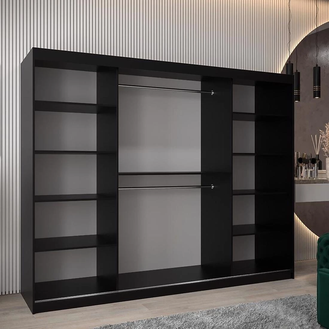 Rossa garderober 250x62x200 cm crna