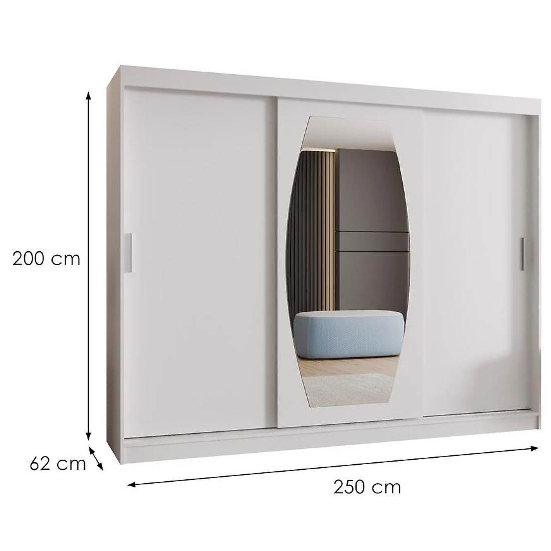 Rossa garderober 250x62x200 cm bela
