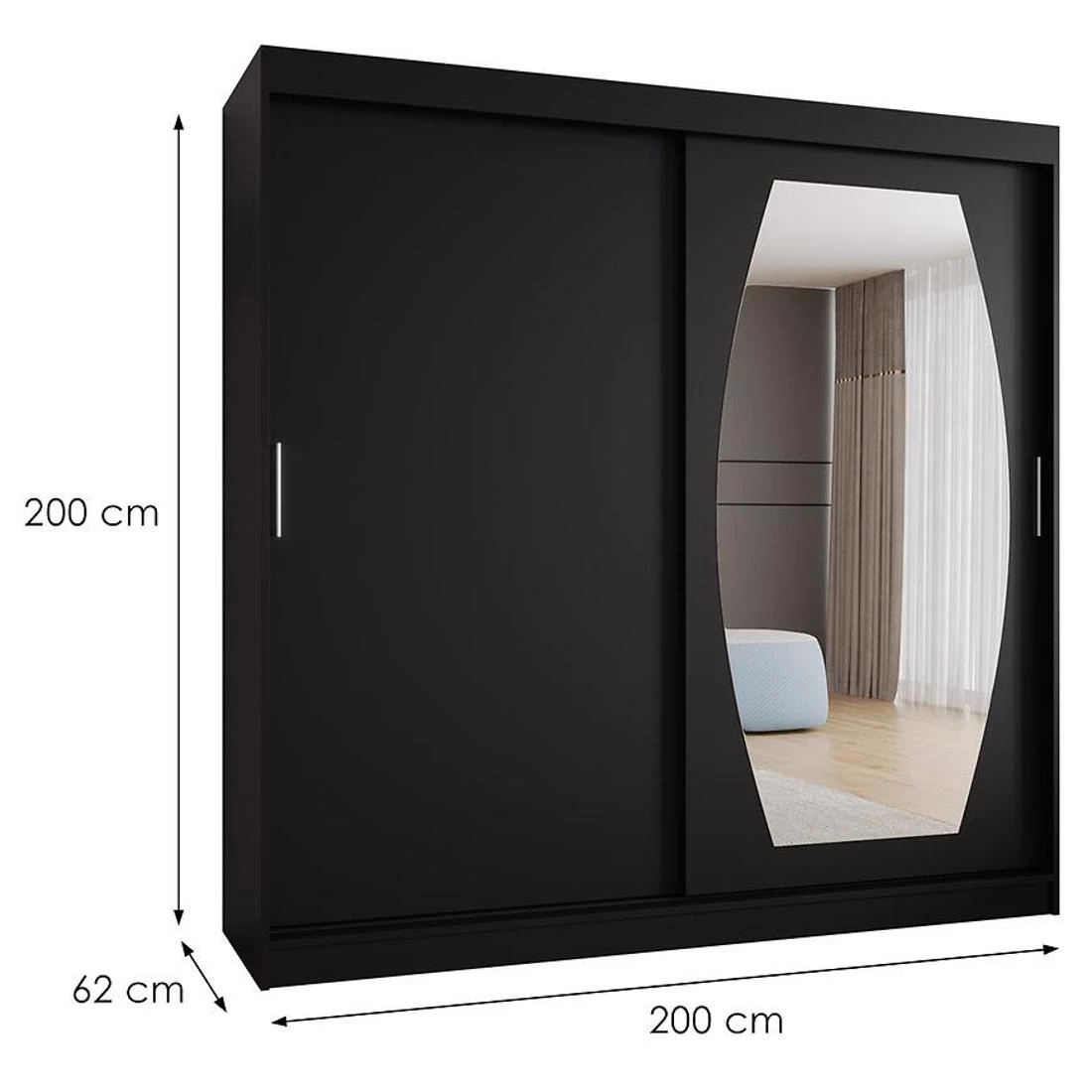 Rossa garderober 200x62x200 cm crna