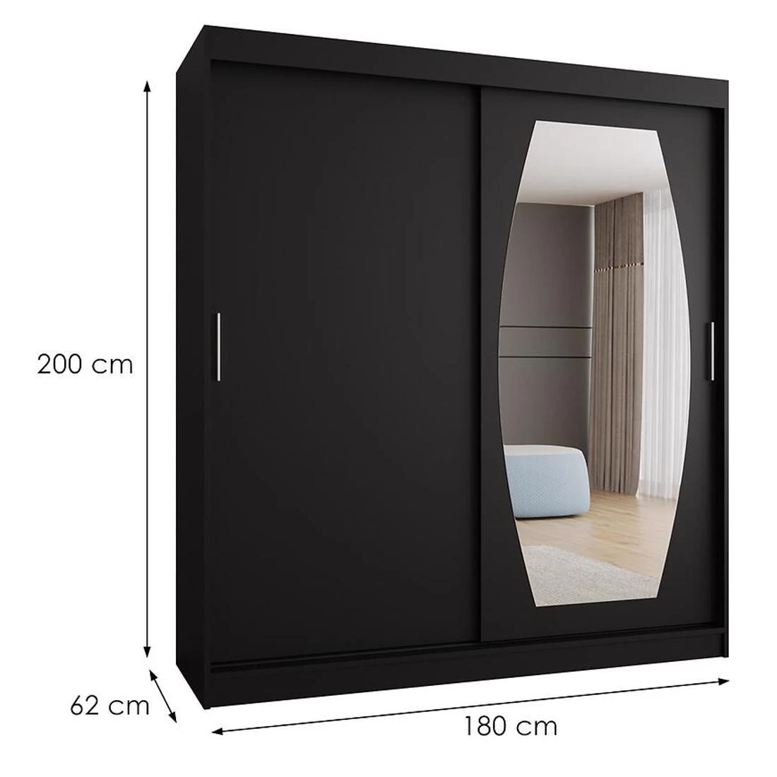 Rossa garderober 180x62x200 cm crna