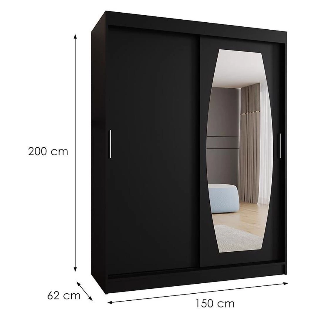 Rossa garderober 150x62x200 cm crna