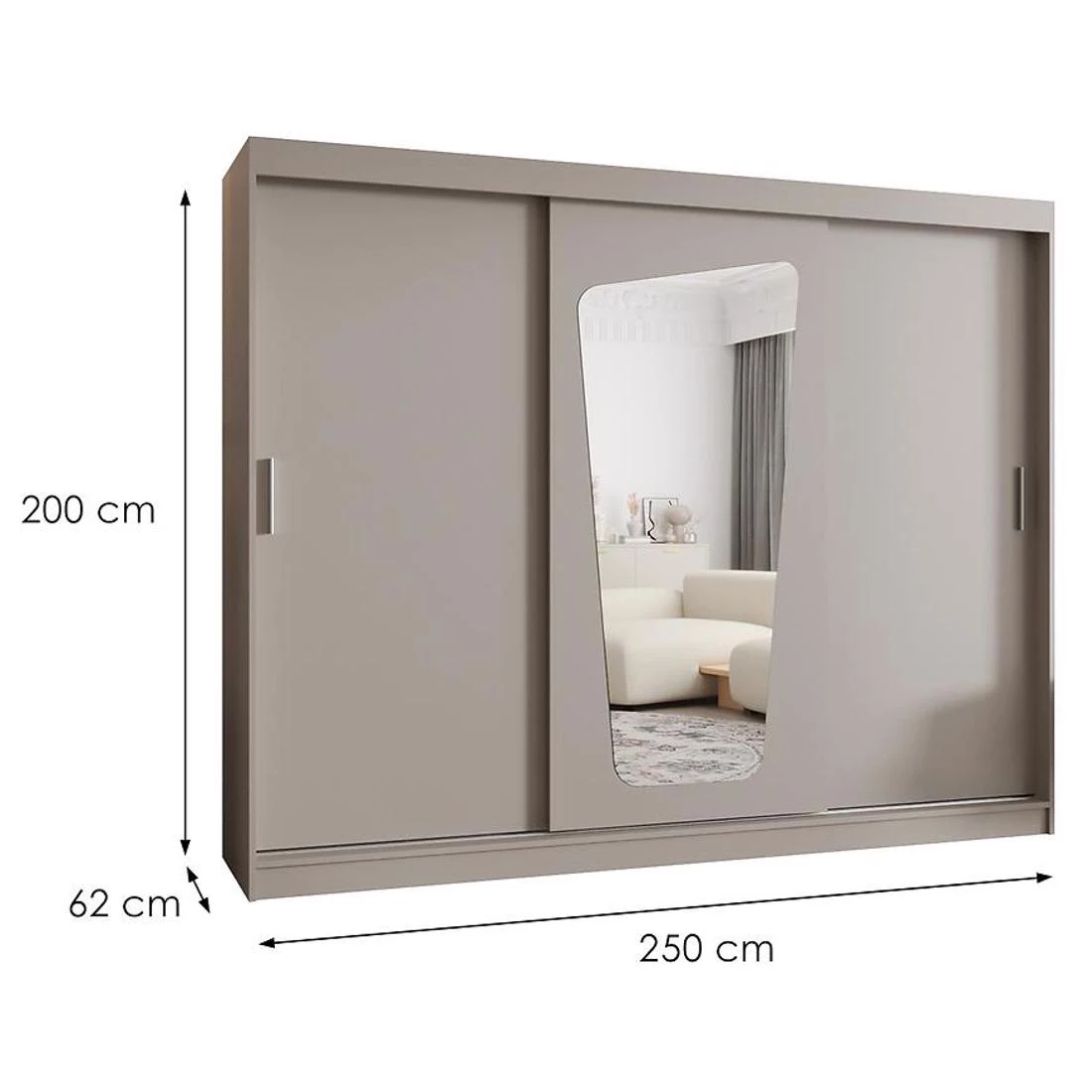 Moka garderober 250x62x202 cm kašmir