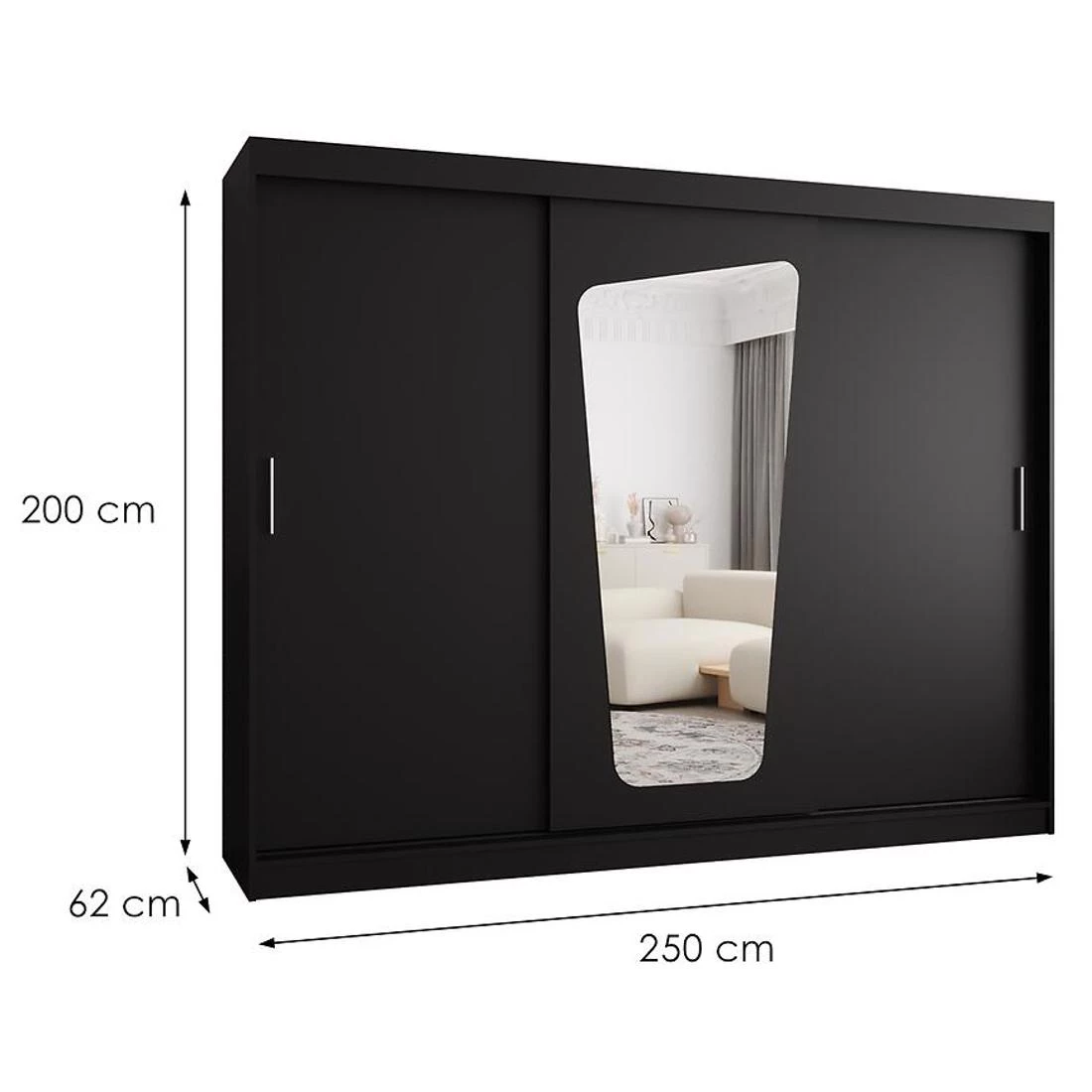 Moka garderober 250x62x200 cm crna
