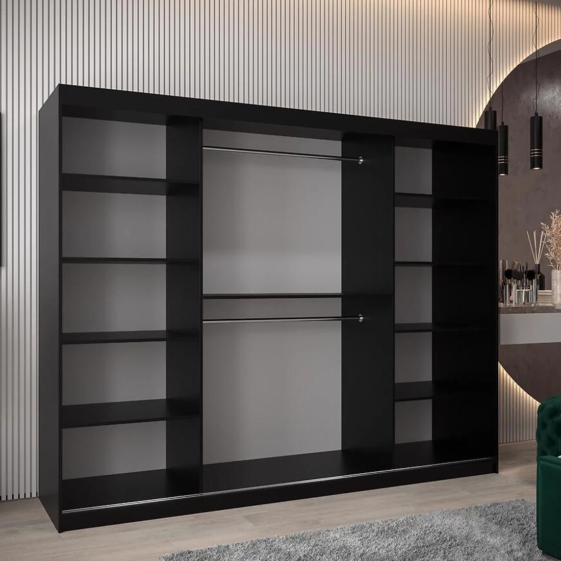 Moka garderober 250x62x200 cm crna
