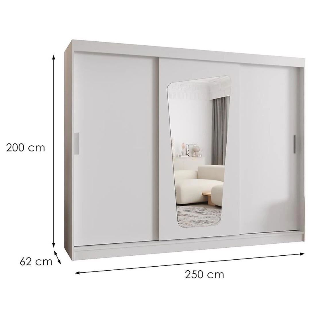 Moka garderober 250x62x200 cm bela